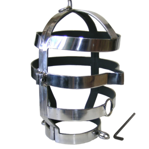 Metal Hard Stalen BDSM-masker met halsketting Metal Hard Stalen BDSM-masker met halsketting - Afbeelding 2
