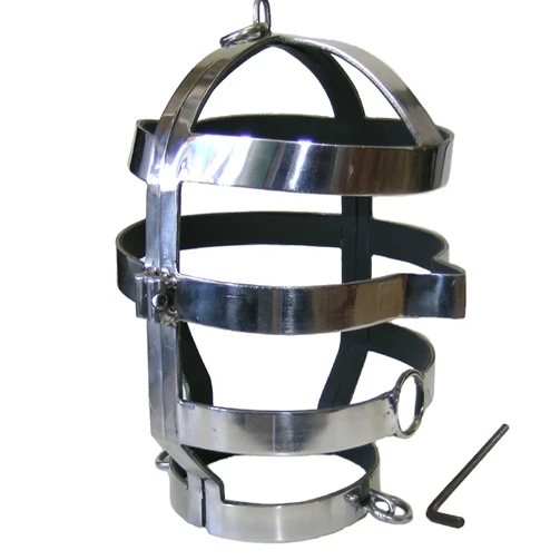 Metal Hard Stalen BDSM-masker met halsketting