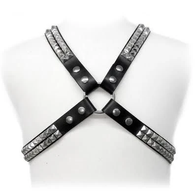 Leather Body Pyramid-Stift-Harness Lederharnas voor mannen