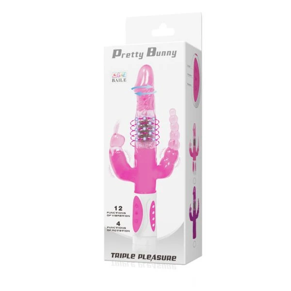 Baile Rotations Pretty Bunny Drievoudige Vibrator met Rotator en Kralen