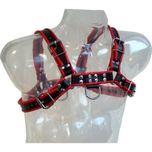 Leather Body Kettenharness III für Männer Schwarz/Rot Leather Body Kettenharness III für Männer Schwarz/Rot – Bild 2