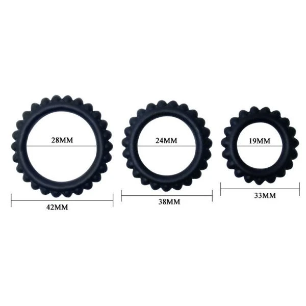 Baile FOR HIM Cockring-Set Titan 3 Stück Silikon 2,8 / 2,4 / 1,9 cm schwarz