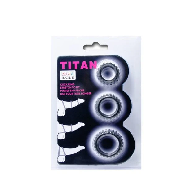 Baile FOR HIM Cockring-Set Titan 3 Stück Silikon 2,8 / 2,4 / 1,9 cm schwarz