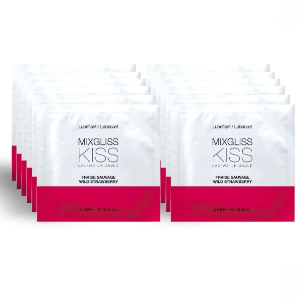 Mixgliss water-based lubricant with strawberry flavor, 12 single doses 4 ml