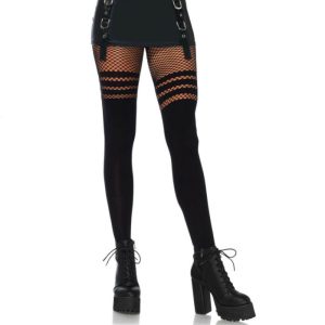 LEG Avenue Hosiery Pantyhouse mit Fischnetz-Streifen, Oberschenkelstrümpfe LEG Avenue Hosiery Pantyhouse mit Fischnetz-Streifen, Oberschenkelstrümpfe – Bild 1
