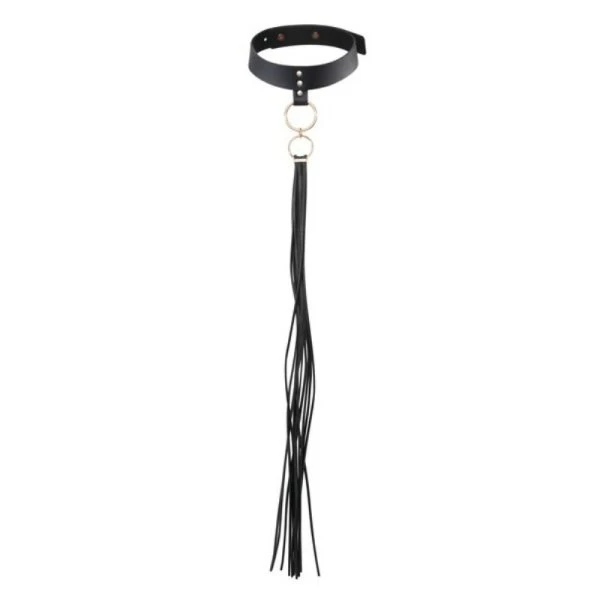 Bijoux Maze Quasten-Choker Schwarz – Bondage-Halskette mit Peitsche