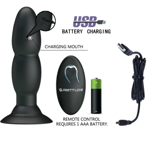 Pretty Love Plug Vibrator mit Rotation und Fernbedienung, schwarz