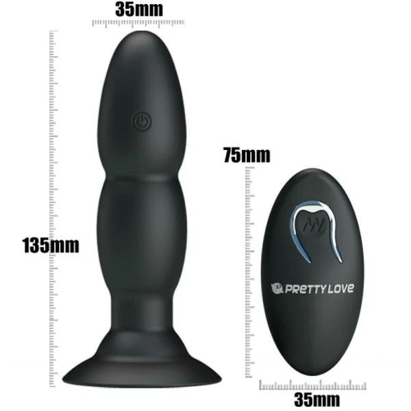 Pretty Love Plug Vibrator mit Rotation und Fernbedienung, schwarz