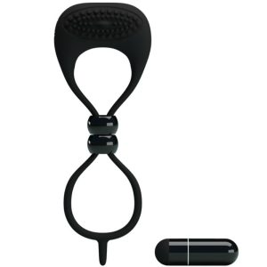 FOR HIM Dubbele ring voor penis en teelballen met vibratie, zwart FOR HIM Dubbele ring voor penis en teelballen met vibratie, zwart - Afbeelding 1