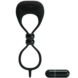 FOR HIM Doppelring für Penis und Hoden mit Vibration, schwarz