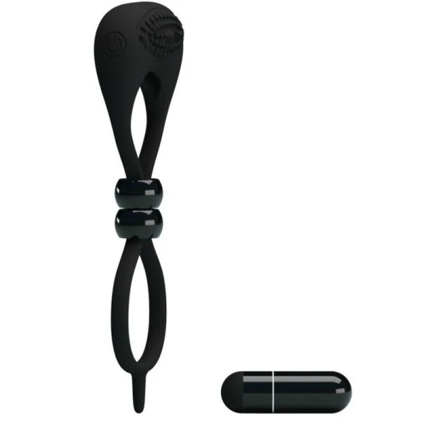 FOR HIM Dubbele ring voor penis en teelballen met vibratie, zwart