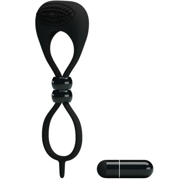 FOR HIM Dubbele ring voor penis en teelballen met vibratie, zwart