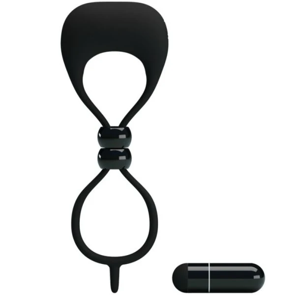 FOR HIM Dubbele ring voor penis en teelballen met vibratie, zwart