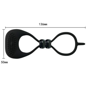 FOR HIM Dubbele ring voor penis en teelballen met vibratie, zwart FOR HIM Dubbele ring voor penis en teelballen met vibratie, zwart - Afbeelding 6