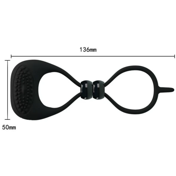 FOR HIM Dubbele ring voor penis en teelballen met vibratie, zwart