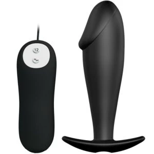Pretty Love Anaalvibrator Silicon Penisvorm met 12 Trillingsstanden Zwart