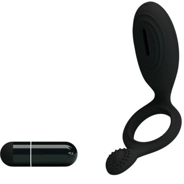 FOR HIM Pretty Love Ethel Vibratiering met clitorisstimulator zwart