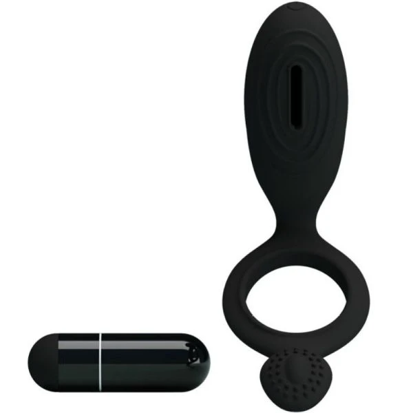 FOR HIM Pretty Love Ethel Vibratiering met clitorisstimulator zwart