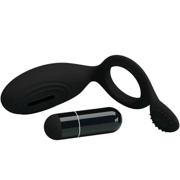 FOR HIM Pretty Love Ethel Vibratiering met clitorisstimulator zwart