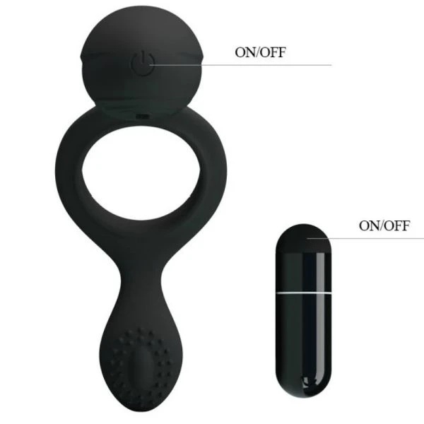 FOR HIM Pretty Love Ethel Vibratiering met clitorisstimulator zwart
