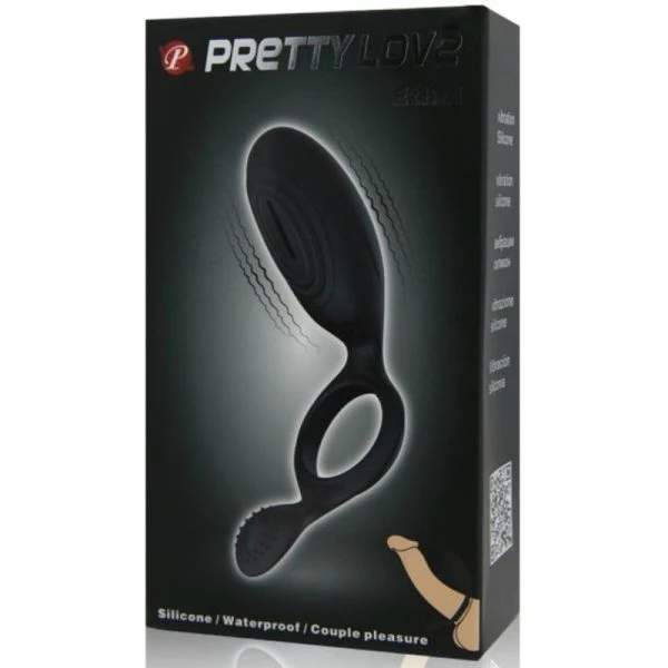 FOR HIM Pretty Love Ethel Vibratiering met clitorisstimulator zwart