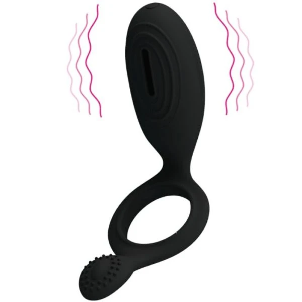 FOR HIM Pretty Love Ethel Vibratiering met clitorisstimulator zwart