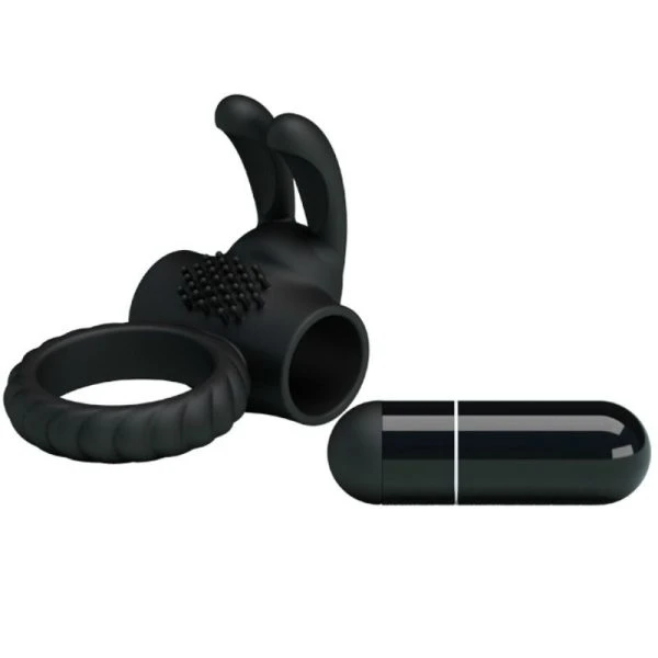 FOR HIM Pretty Love Eudora Vibratiering met clitorisstimulator zwart