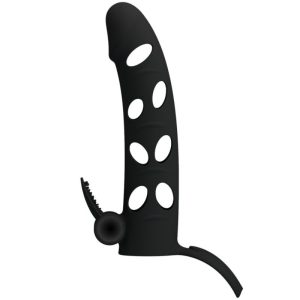 FOR HIM Pretty Love Siliconen-peniscondoom met vibratie 15,2 cm zwart FOR HIM Pretty Love Siliconen-peniscondoom met vibratie 15,2 cm zwart - Afbeelding 2