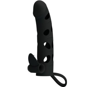 FOR HIM Pretty Love Siliconen-peniscondoom met vibratie 15,2 cm zwart FOR HIM Pretty Love Siliconen-peniscondoom met vibratie 15,2 cm zwart - Afbeelding 1