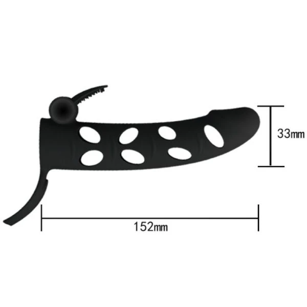 FOR HIM Pretty Love Siliconen-peniscondoom met vibratie 15,2 cm zwart