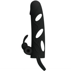 FOR HIM Pretty Love Siliconen Penishuls met Vibratie 14 cm zwart FOR HIM Pretty Love Siliconen Penishuls met Vibratie 14 cm zwart - Afbeelding 1