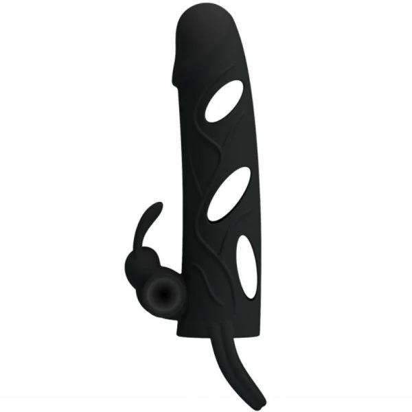 img_49908_c88cc2e6be69f9daeae1dbfc0fbd1f09_1.jpg FOR HIM Pretty Love Siliconen Penishuls met Vibratie 14 cm zwart