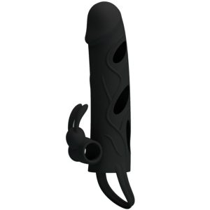FOR HIM Pretty Love Siliconen Penishuls met Vibratie 14 cm zwart FOR HIM Pretty Love Siliconen Penishuls met Vibratie 14 cm zwart - Afbeelding 2