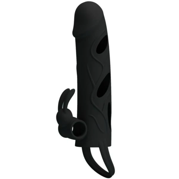 FOR HIM Pretty Love Siliconen Penishuls met Vibratie 14 cm zwart FOR HIM Pretty Love Siliconen Penishuls met Vibratie 14 cm zwart