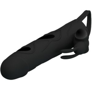 FOR HIM Pretty Love Siliconen Penishuls met Vibratie 14 cm zwart FOR HIM Pretty Love Siliconen Penishuls met Vibratie 14 cm zwart - Afbeelding 3
