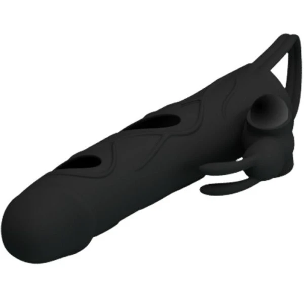 FOR HIM Pretty Love Siliconen Penishuls met Vibratie 14 cm zwart FOR HIM Pretty Love Siliconen Penishuls met Vibratie 14 cm zwart