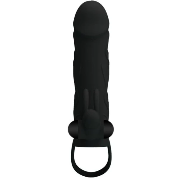 FOR HIM Pretty Love Siliconen Penishuls met Vibratie 14 cm zwart FOR HIM Pretty Love Siliconen Penishuls met Vibratie 14 cm zwart