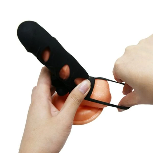 FOR HIM Pretty Love Siliconen Penishuls met Vibratie 14 cm zwart FOR HIM Pretty Love Siliconen Penishuls met Vibratie 14 cm zwart