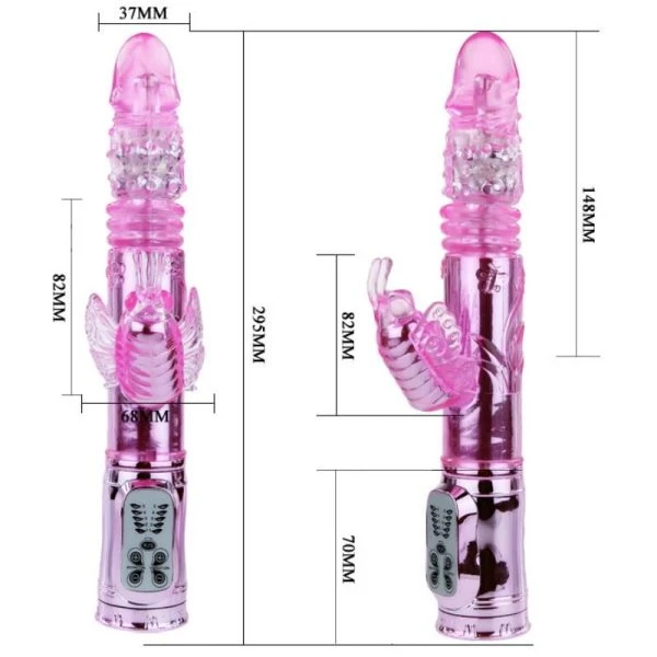 Baile Rotations Rabbit Vibrator met Vlinderstimulator