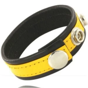 Leather Body Verstelbare Leder-Penisring Geel-Zwart