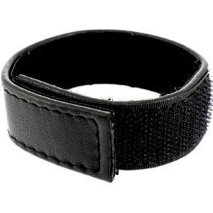 Leather Body verstelbare leren riem met klittenband voor penis en teelballen, zwart
