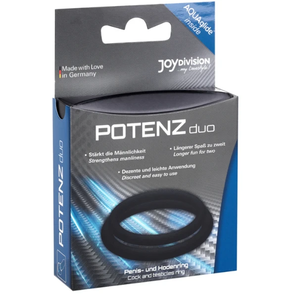 Joydivision Potenzduo Penisring-Set Silikon M zwart
