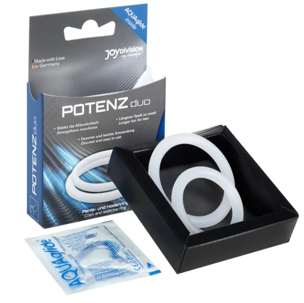 Joydivision Potenzduo Penisring-Set van siliconen M wit