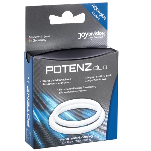 Joydivision Potenzduo Penisring-Set van siliconen M wit