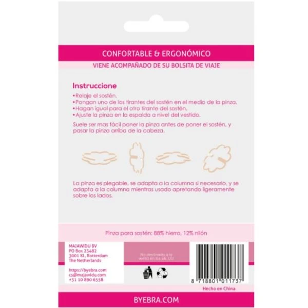BYE BRA - Accessories BH-Clips, ergonomisch en opvouwbaar, 4 stuks