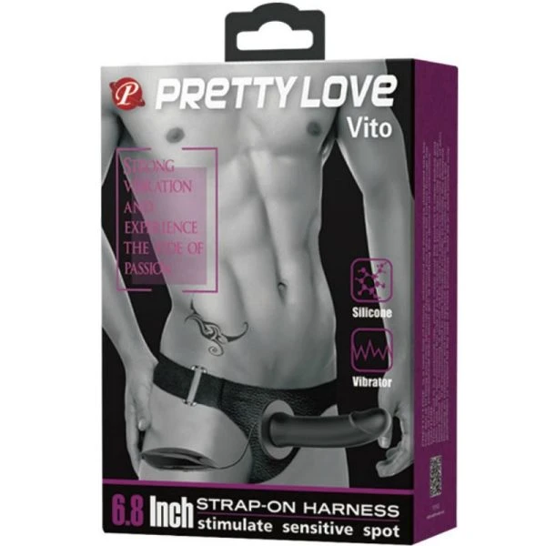 Harness Collection Pretty Love Vito Strap-on met Holle Dildo en Trilling 17,3 cm