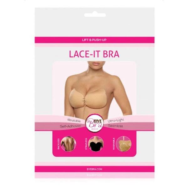 Bye Bra Kanten-bh bandeloos zelfklevend Push-up Zwart