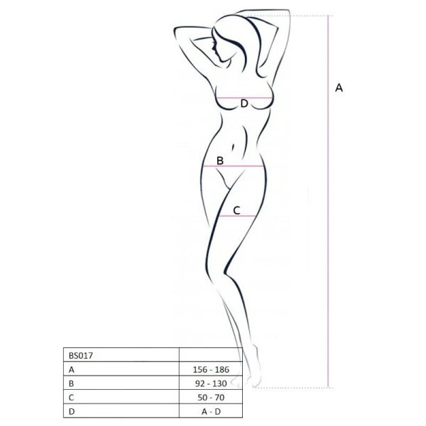 Passion Woman Bodystockings Net-body met kruisopening van kant wit