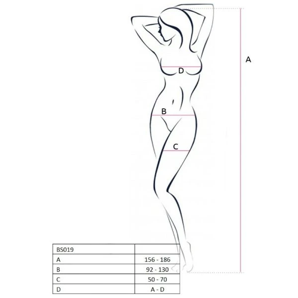 Passion Woman Bodystockings Netz-Body BS019 wit one size