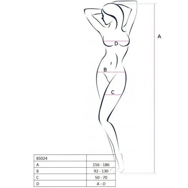 Passion Woman Bodystockings Net-body met borduursel BS024 Wit